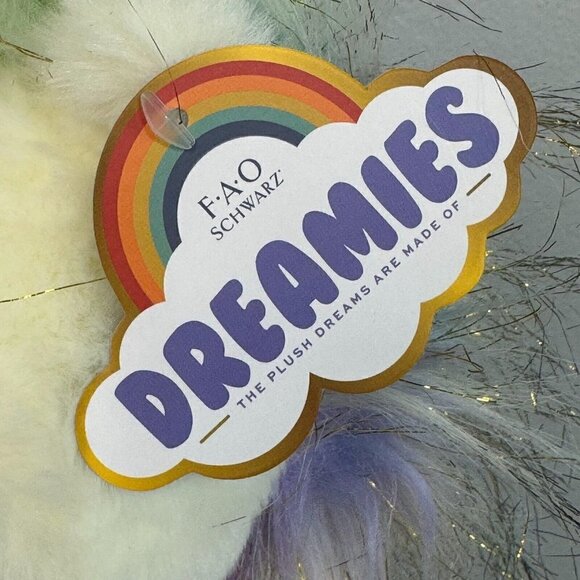 FAO Schwarz Dreamies Lion Plush Rainbow Mane and Tail Stuffed Toy Animal Cream - Picture 9 of 13